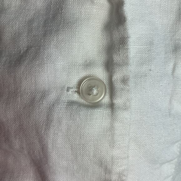 Quince Womens Linen Cropped Button Up Collared Tee White Medium - Picture 5 of 9